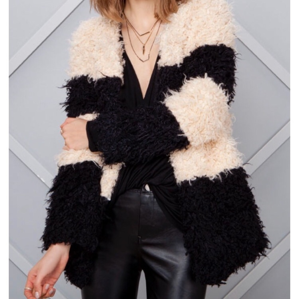 Faux Fur Cozy Black and Cream Coat